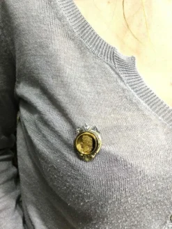 Broche Or et Oeil De Tigre