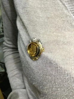 Broche Or et Oeil De Tigre
