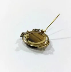Broche Or et Oeil De Tigre