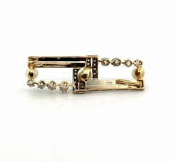 Broche or et platine , diamants et perles