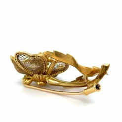 Broche Or Jaune - Forme Fleur - Diamants