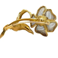Broche Or Jaune - Forme Fleur - Diamants