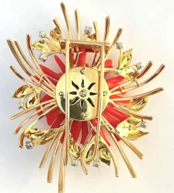 Broche or jaune Corail de Sardaigne, années 50.