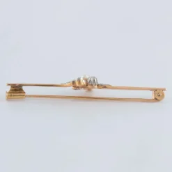 Broche or jaune diamants et perle