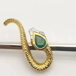 Broche Or jaune et blanc Emeraude et Diamants