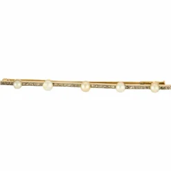 Broche or jaune et perles