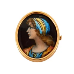 Broche Or Jaune émail de Limoges