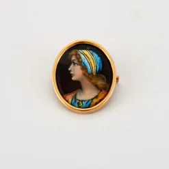 Broche Or Jaune émail de Limoges