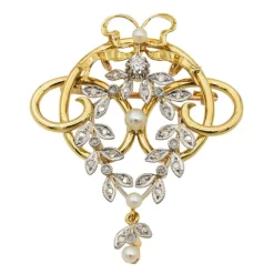 Broche Or jaune Perle