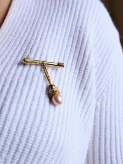 Broche Or jaune Perle