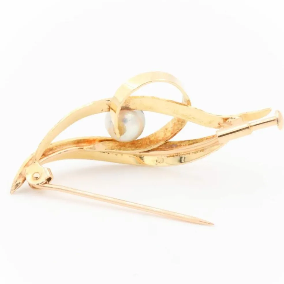 Broche Or jaune Perle