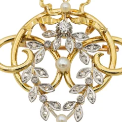 Broche Or jaune Perle