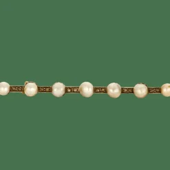 Broche or jaune perles et diamants