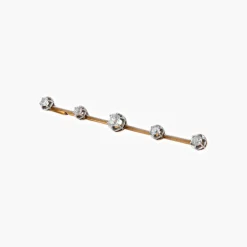 Broche, or jaune, platine et 5 diamants