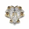 Broche or jaune platine saphirs diamants