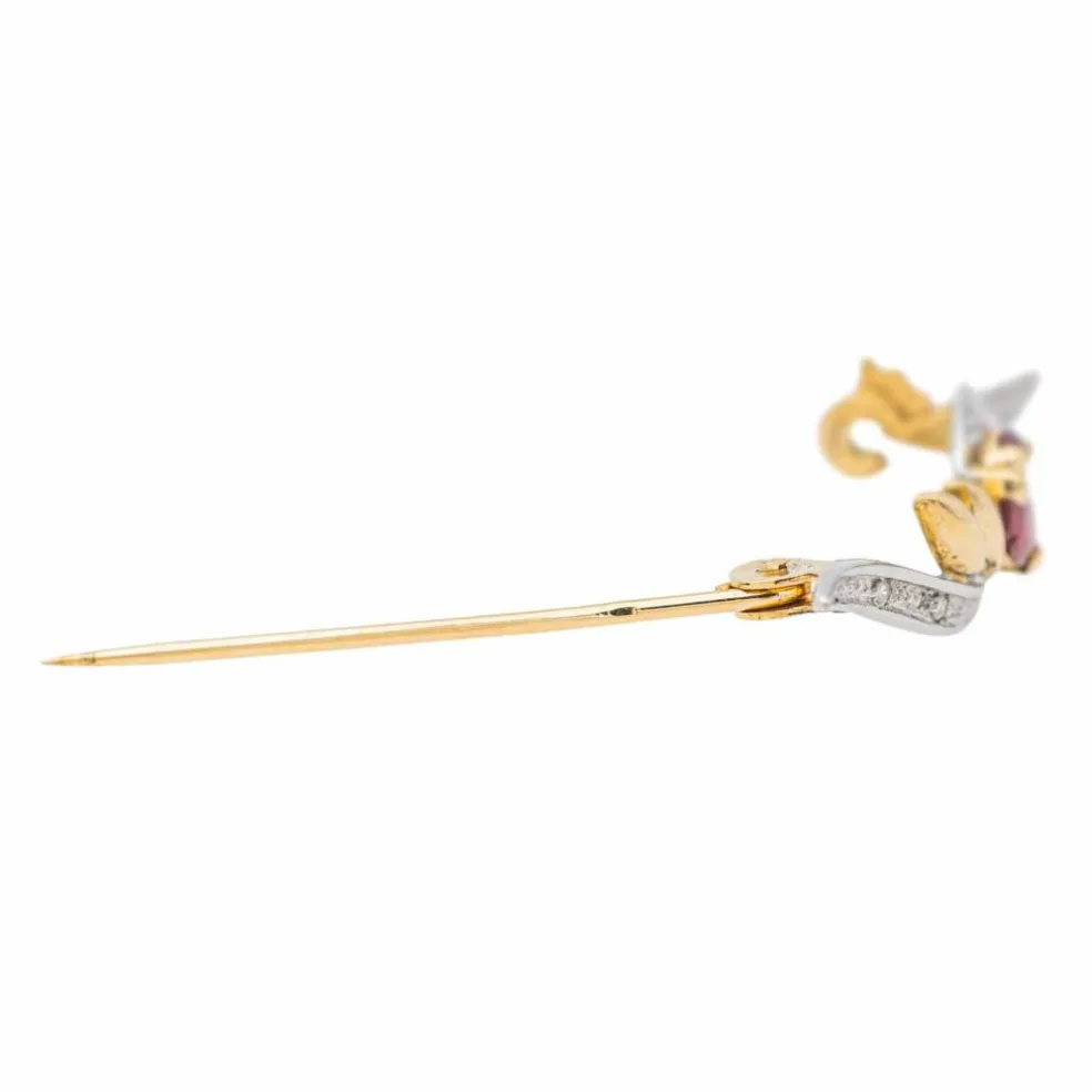 Broche Or jaune Rubis