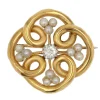Broche or perles fines et diamants