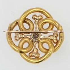 Broche or perles fines et diamants