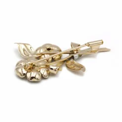 Broche or, platine, diamants, rubis