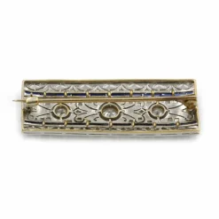 Broche Or, Platine, diamants & saphirs