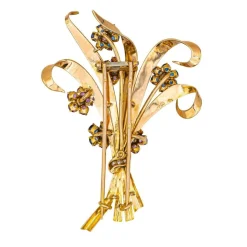 Broche Or rose Rubis, Saphir, Diamant