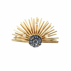 Broche or rose, saphir et diamants