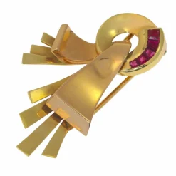 Broche or, rubis