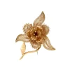Broche orchidée en or jaune filigrané