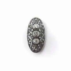 broche ou pendentif ovale en argent et diamant avec dos en or