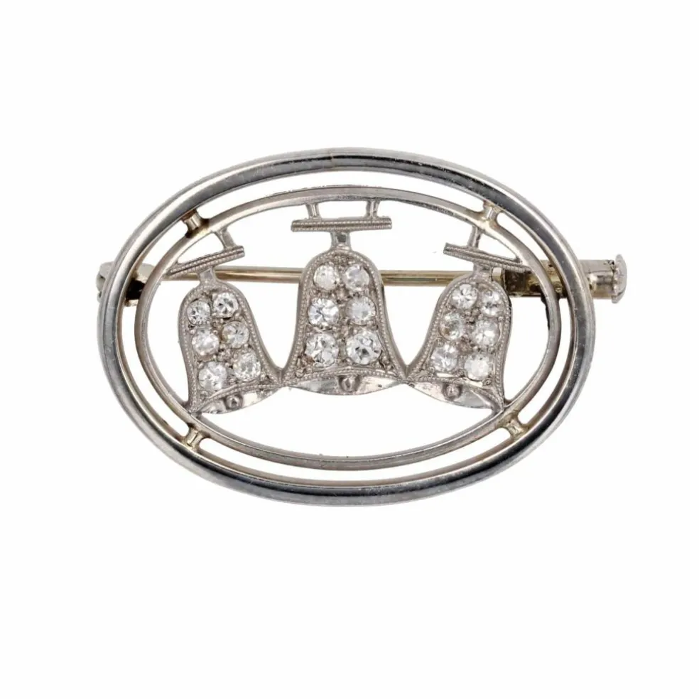 Broche ovales et ses cloches diamantées