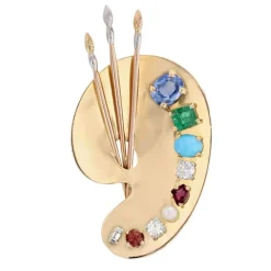 Broche palette du peintre pierres précieuses