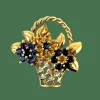 Broche Panier Fleuri diamants saphirs