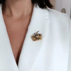 Broche Panier 19ème siècle diamants perles