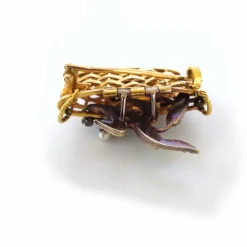Broche Panier 19ème siècle diamants perles