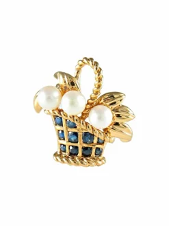 Broche Panier Perles Saphirs