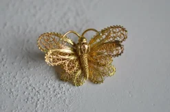 Broche papillon ancienne en or jaune