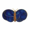 Broche Papillon or jaune, Lapis-Lazuli, Jaspe