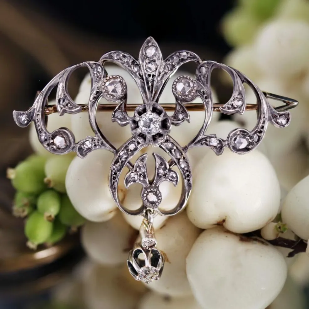 Broche pendentif ancienne diamants