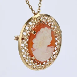 Broche pendentif camée et or ajouré