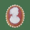 Broche Pendentif Camée Perles
