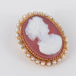 Broche Pendentif Camée Perles
