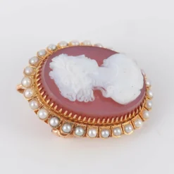 Broche Pendentif Camée Perles