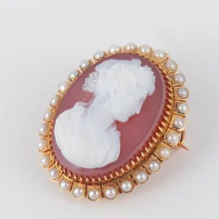 Broche Pendentif Camée Perles
