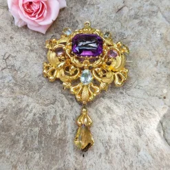 Broche pendentif Charles X améthyste