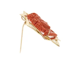 Broche pendentif en or rose avec corail