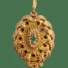 Broche Pendentif Feuilles d'Acanthe, Grenats & Emeraude