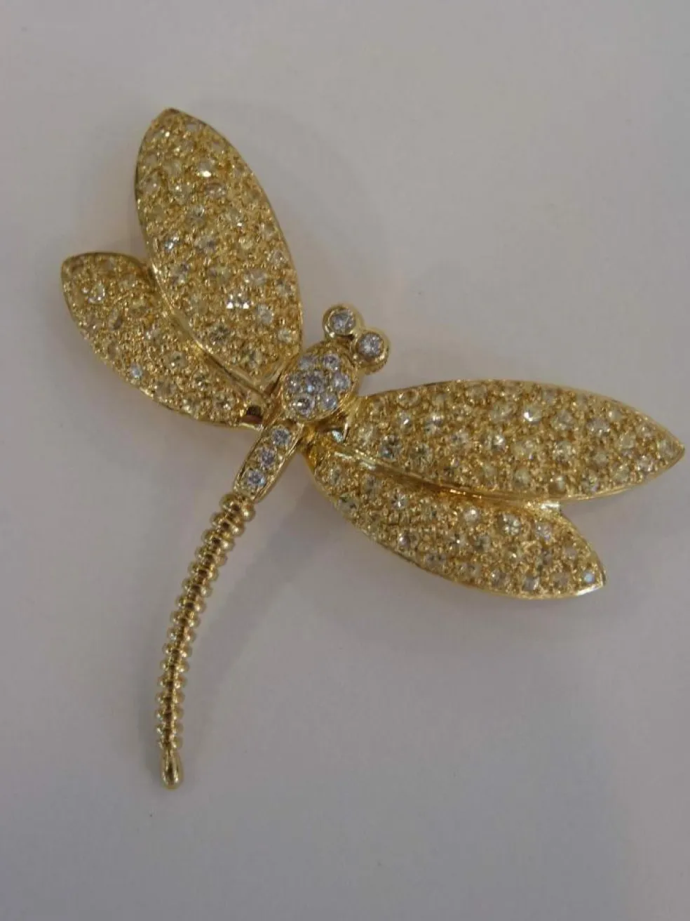 Broche Pendentif Libellule, Or Jaune & Diamants