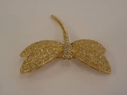 Broche Pendentif Libellule, Or Jaune & Diamants