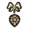 Broche pendentif médaillon émail noir diamants Napoléon III