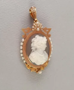 Broche- Pendentif or camée agate- 19ème siècle - Napoléon III
